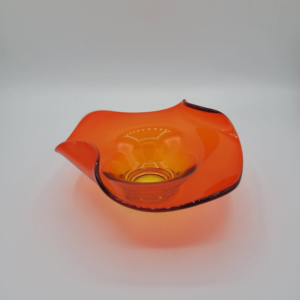 VTG Viking Amberina Handkerchief Bowl Candy Dish
